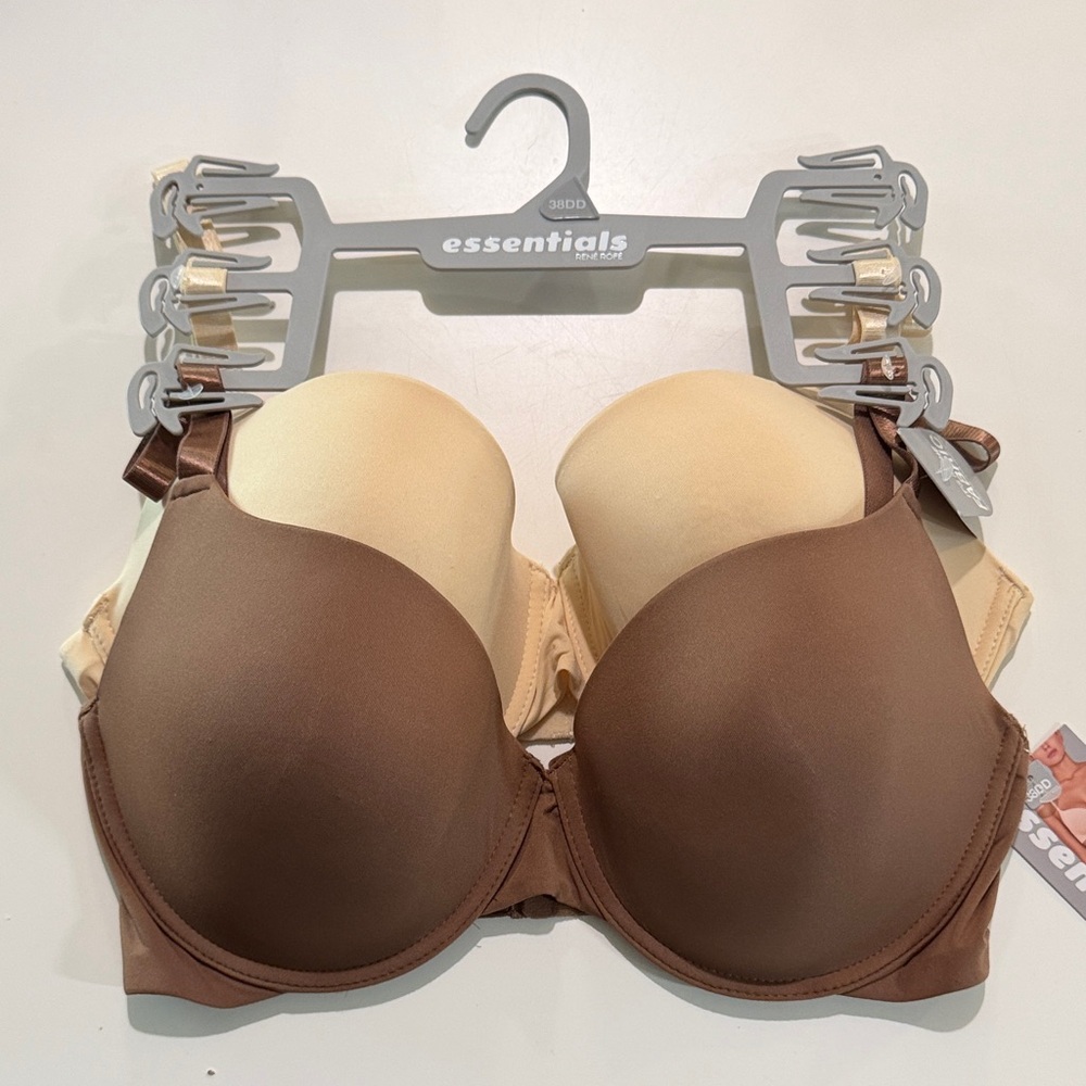 essentials Two-Tone Smooth T-Shirt Bra - Brown & Cream
